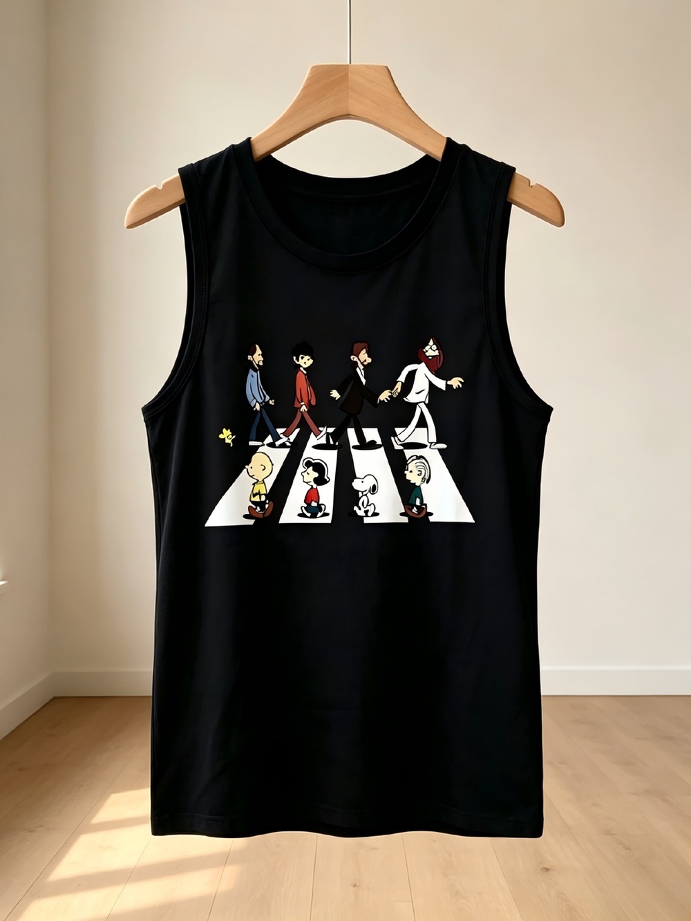 Abbey Road Peanuts black Womens Mens Tank Top Unisex